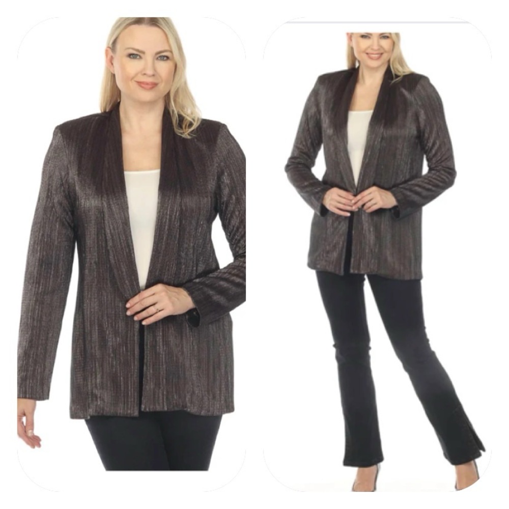Joseph Ribkoff Grey Metallic Textured Blazer Jacket